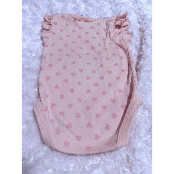 Little Beginnings Baby Girls Pink Heart Ruffle Sleeve Bodysuit Onesie 6-9 Months - Picture 3 of 3